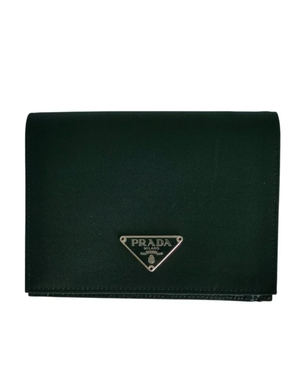 Prada Nylon Saffiano Leather Compact Wallet Bifold Black